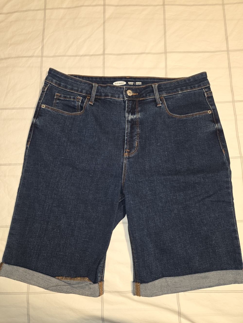 Old Navy Dark Blue Denim High Rise Bermuda Shorts Size 12